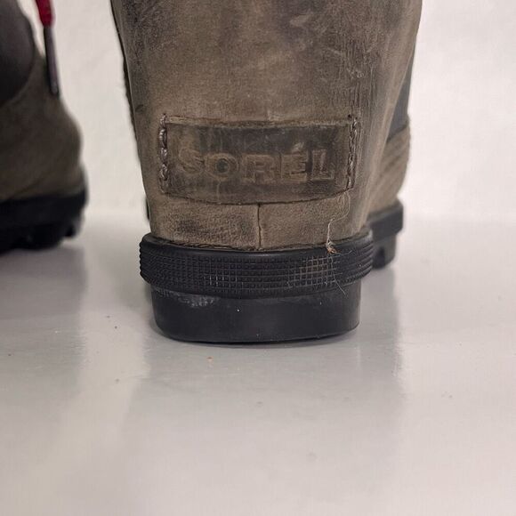 Sorel Grey Canvas with Green Leather with Neon Pink Lace Up Wedge Booties - Picture 6 of 9